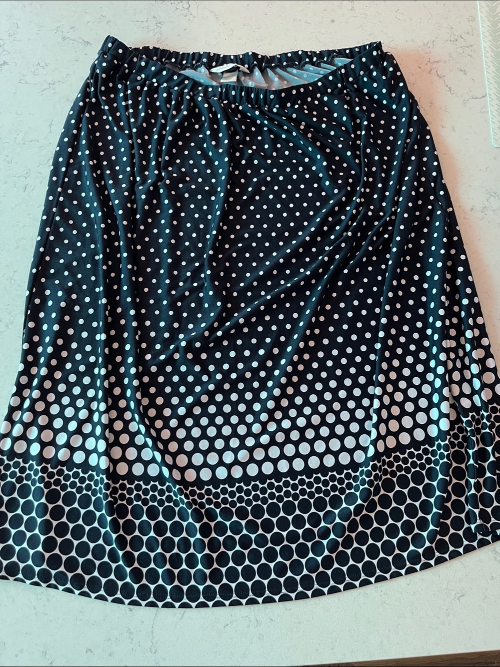 Christopher & Banks Black and White Polka Dot Midi Skirt size Large
